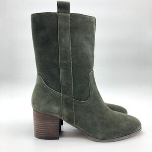 Violet & Red Womens Jarah Western Boots Size 11 Green Suede Mid Calf NWOB